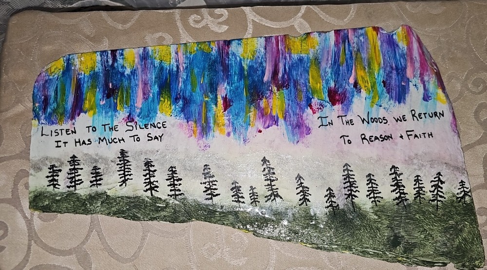 Northern Lights Handpainted on Slate