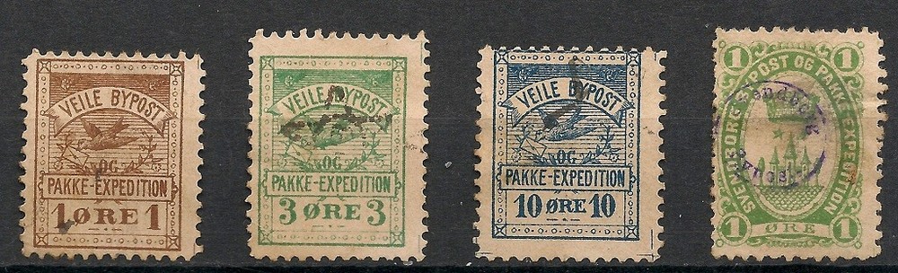 Denmark Local Post 4 Stamps 1870's Used