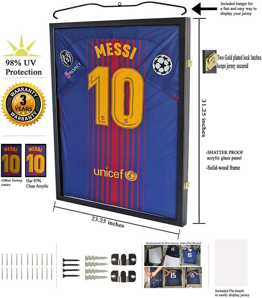 Jersey Display Frame Case Large Lockable Frames Shadow Box with UV Protection