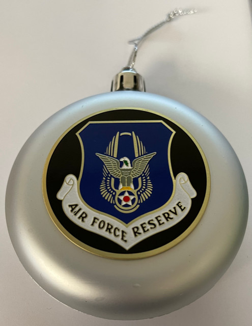 US AIR FORCE RESERVE 3" SILVER Ornament w 2" Emblem