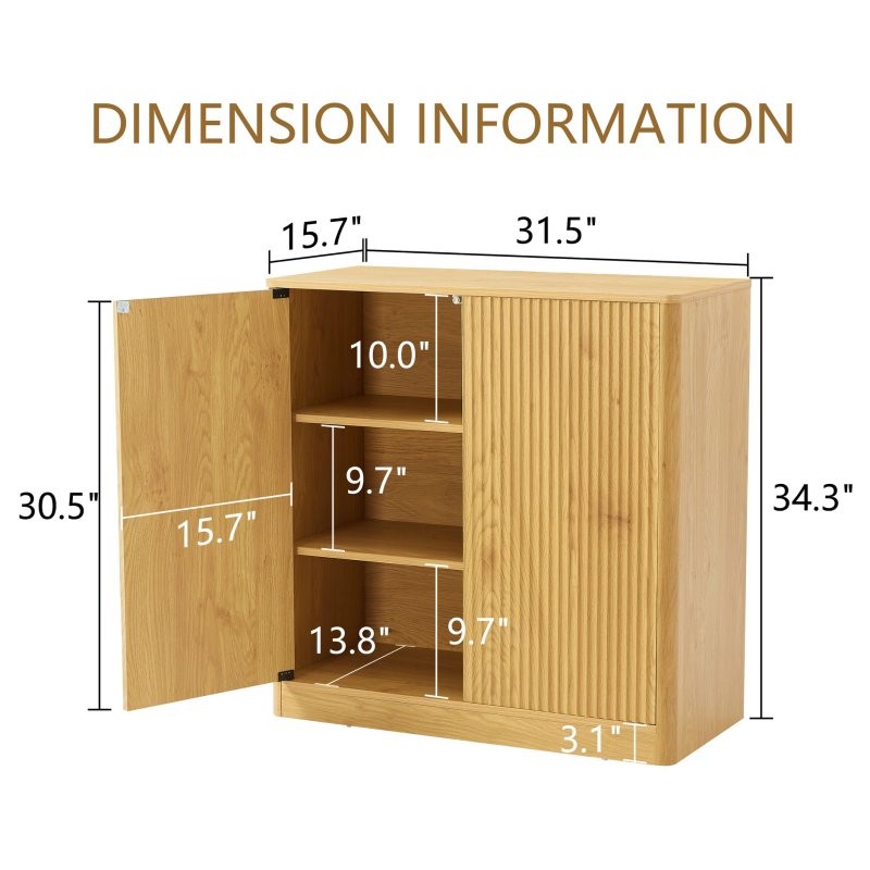 31.5" Sideboard Table Wavy Buffets Storage Cabinet, 2 Doors for Kitchen/Bedroom