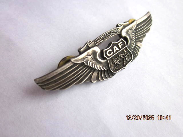 Sterling Silver Confederate Air Force Ghost Squardron Pilot Pin