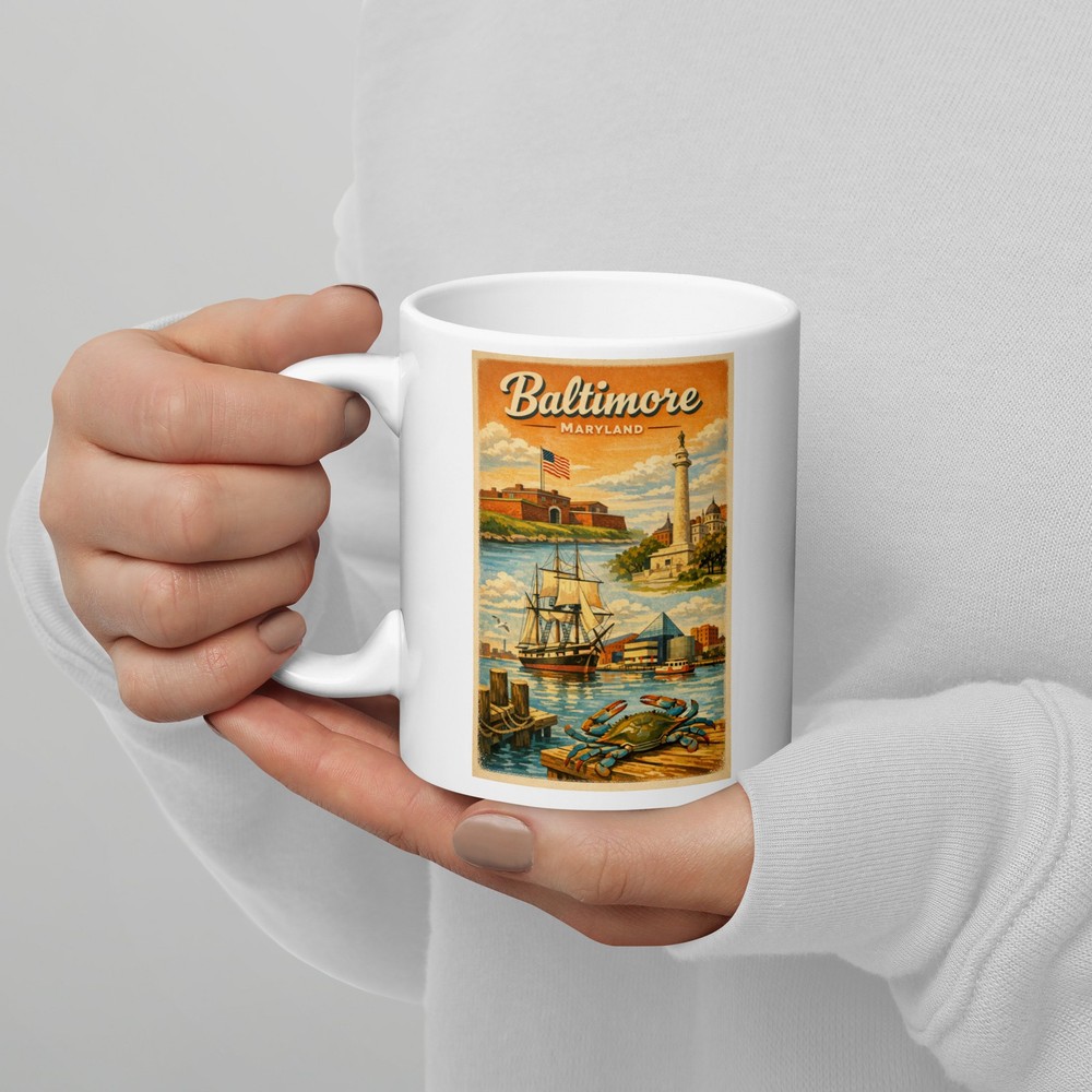 Baltimore Maryland White Glossy Mug