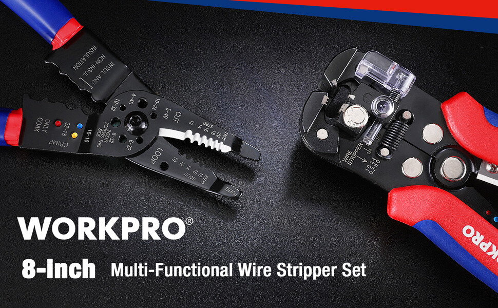 WORKPRO Wire Stripper Set 8''Stripper&8''Self-Adjusting Wire Stripper Set Copper