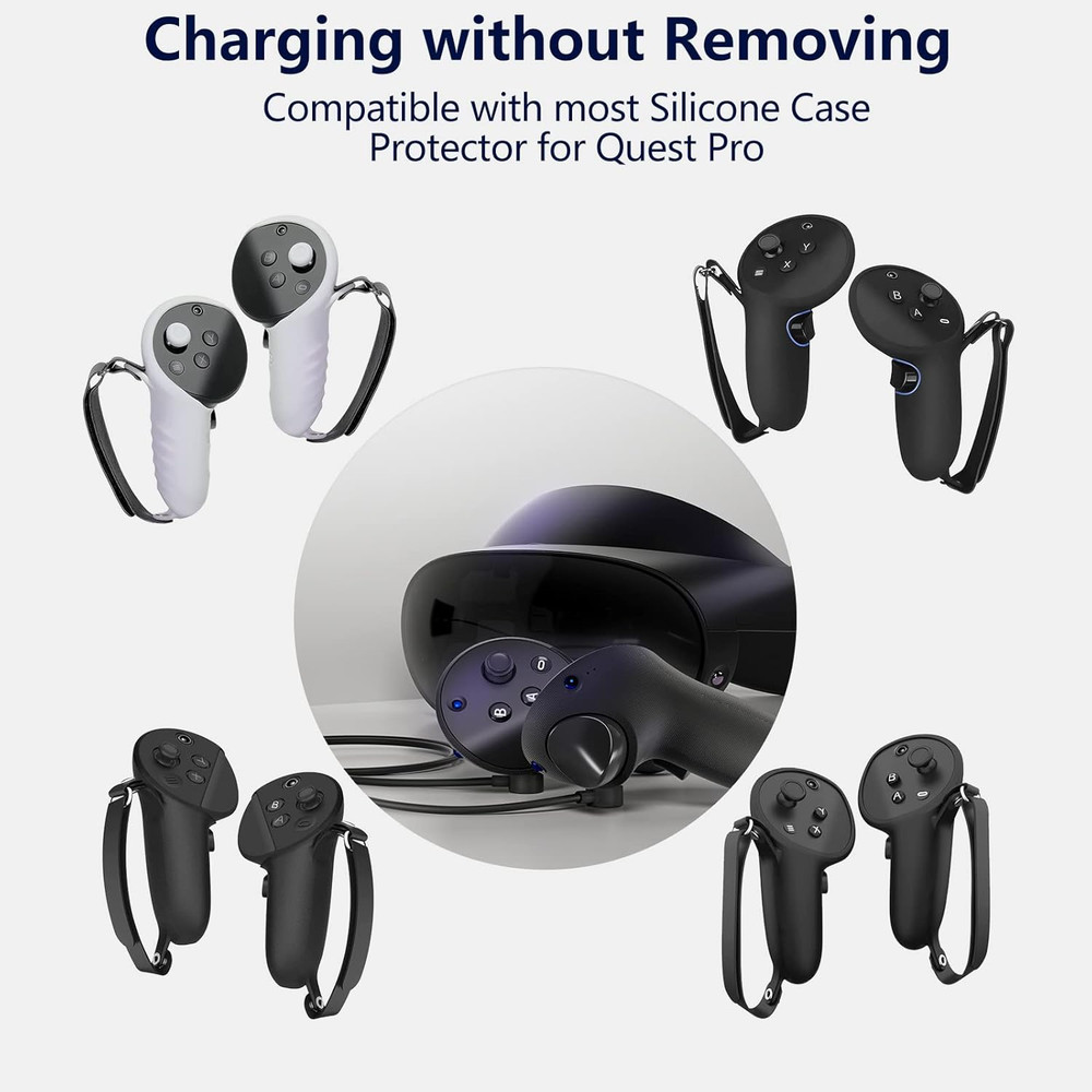2-In-1 Charging Cable for Meta Quest Pro Controllers Durable Safe for Simultaneo