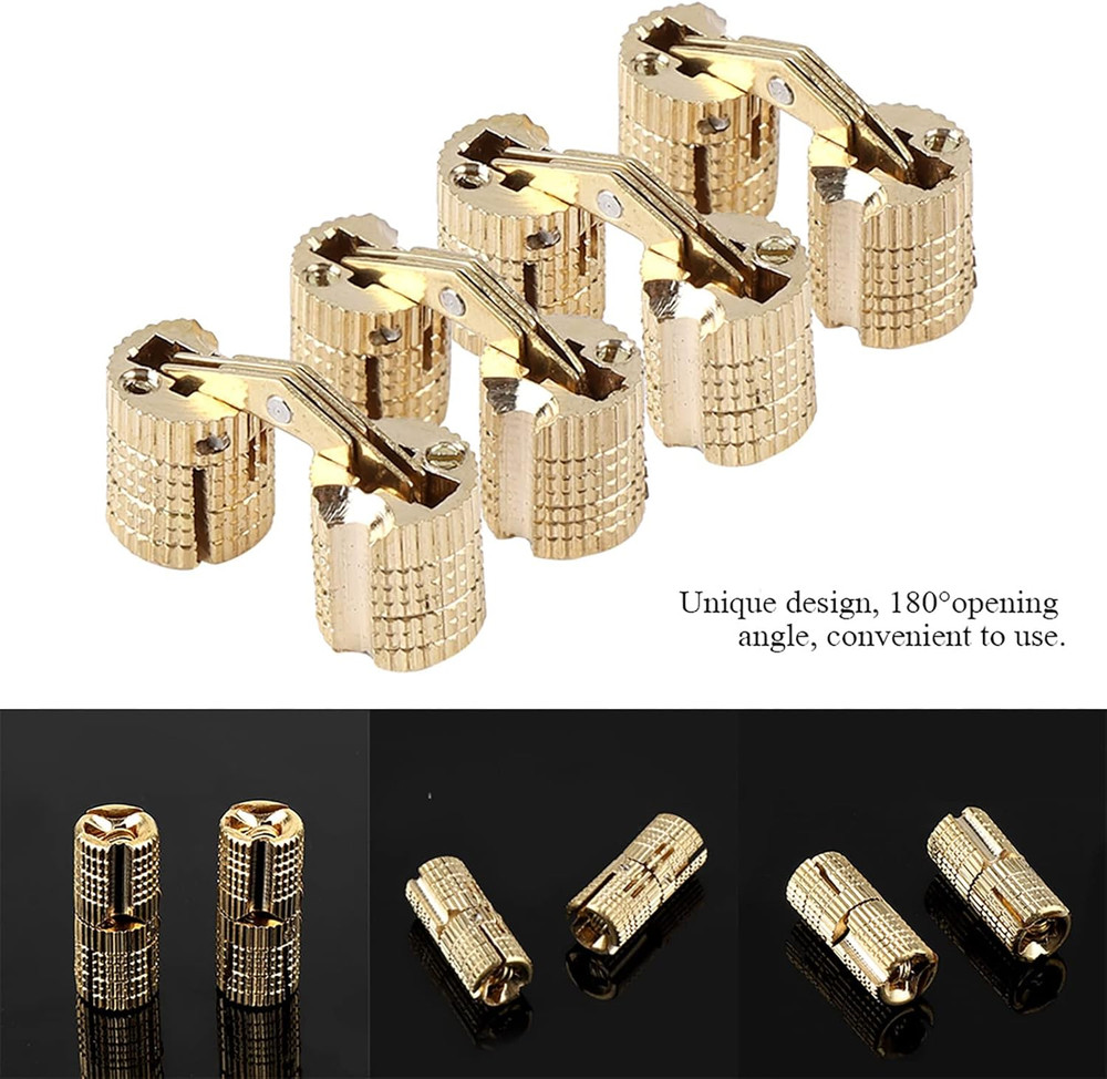 4Pcs/Pack 8Mm Barrel Hinge, Box Hinges,Hidden Brass Barrel Hinges Concealed Barr