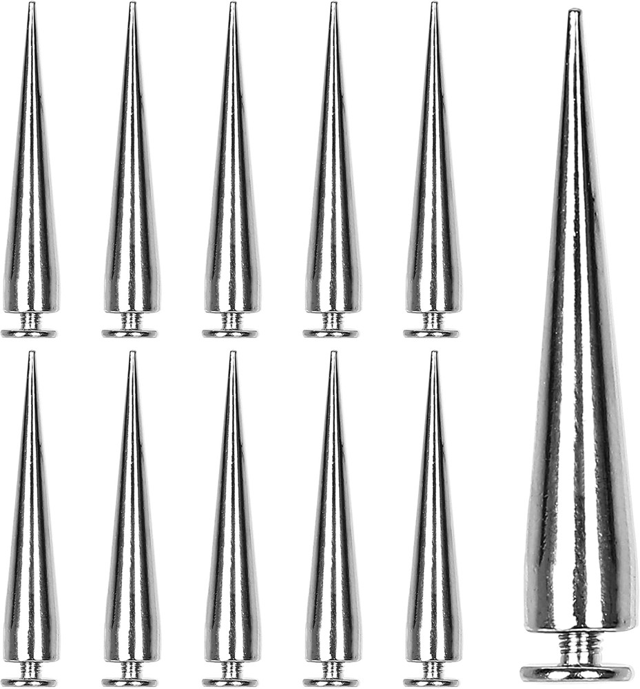 30PCS 40MM Spike and Studs Silver Cone Spikes Punk Large Leather Rivets