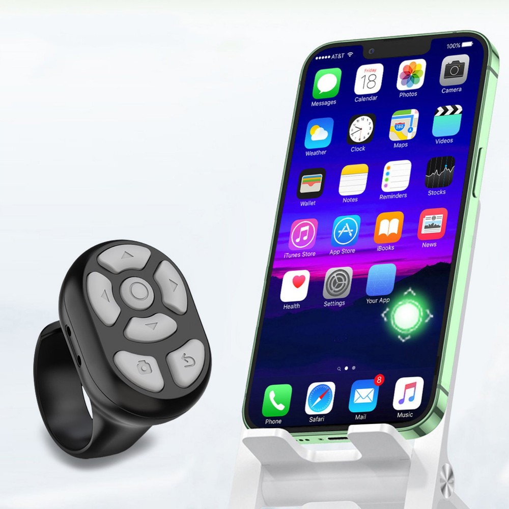 Black Remote Control Scrolling Ring With Charging Compartment Versatile Tool