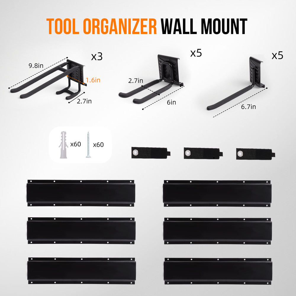 Tool Box Organizer Garage Tool Organizer Wall Mount Adjustable Hooks