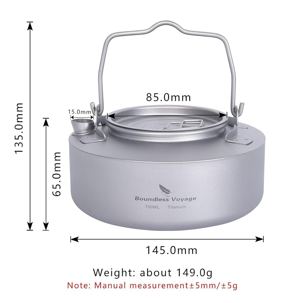Boundless Voyage Camping Single-Layer Coffee Cup & Titanium Kettle with Foldi...