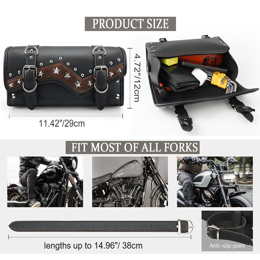 Motorcycle Front Fork Tool Bag Handlebar Pouch For Harley Dyna Super Glide