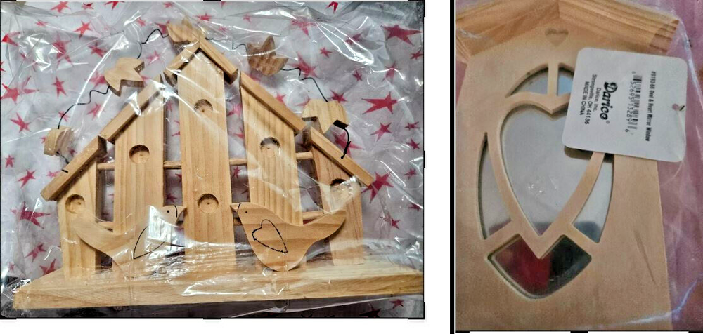 Wooden Items Mirror and birds