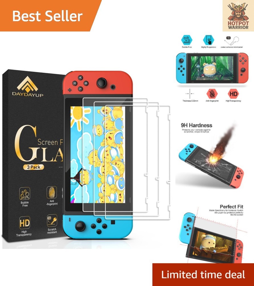 Transparent 3-Pack Screen Protector Set for Nintendo Switch - Easy Install Guide