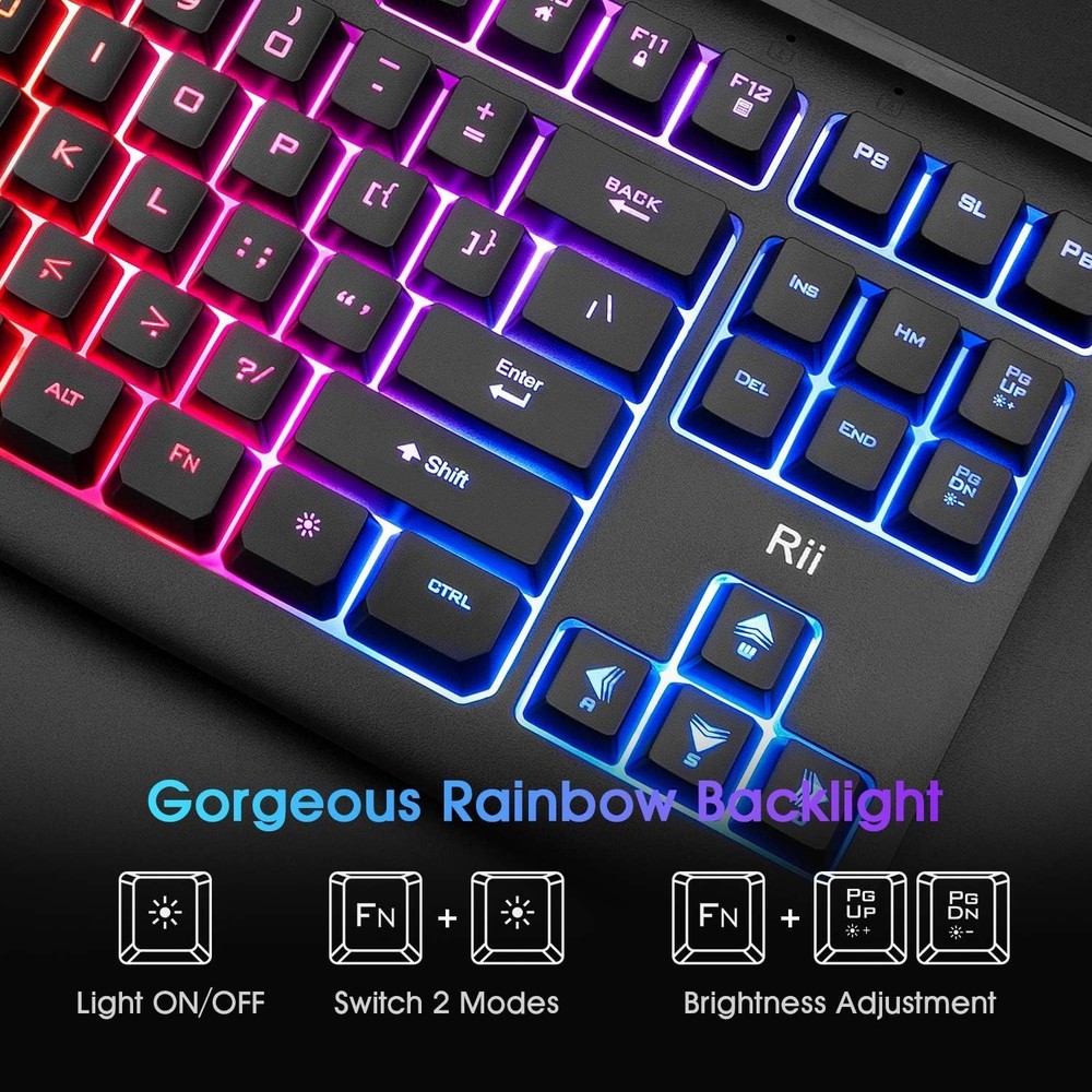 Large Print Backlit Keyboard 104 Keys Wired USB Lighted Computer Keyboard