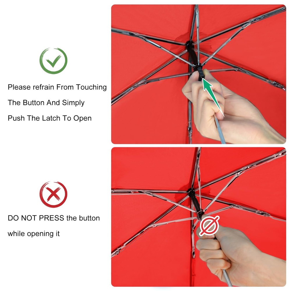 Travel Umbrella Compact Mini - Foldable Flat Umbrellas Lightweight Strong Win...