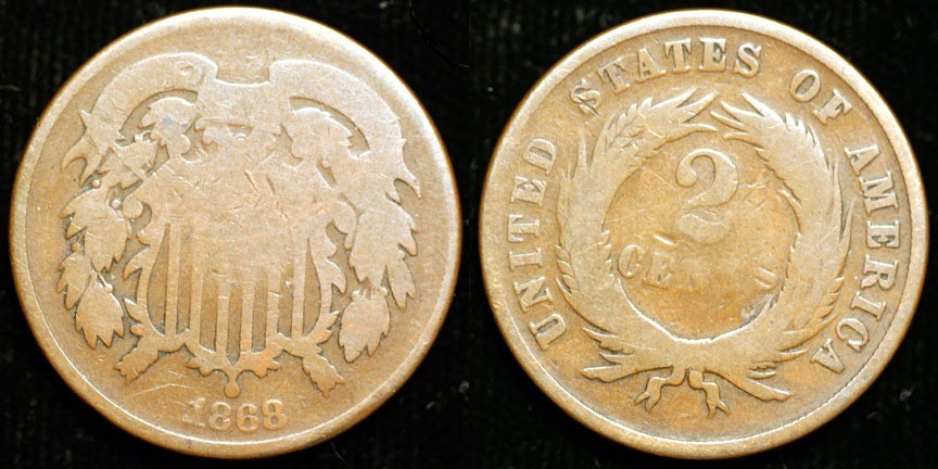 1868  Two Cent Piece