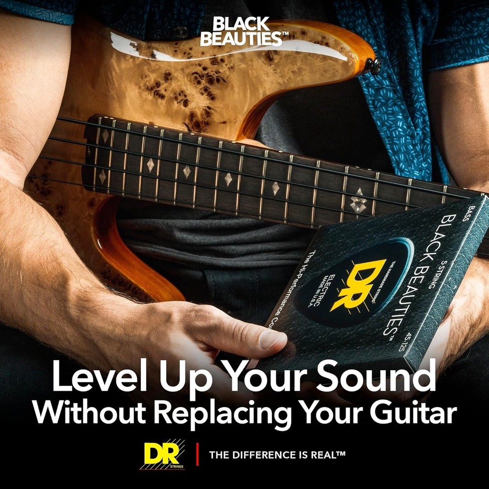 DR Black Beauties Medium-heavy Bass Strings - 5-String
