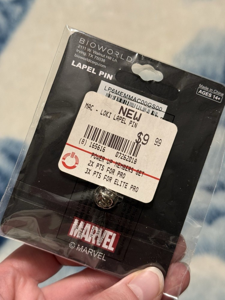 Marvel Loki Lapel Pin Brand New Sealed