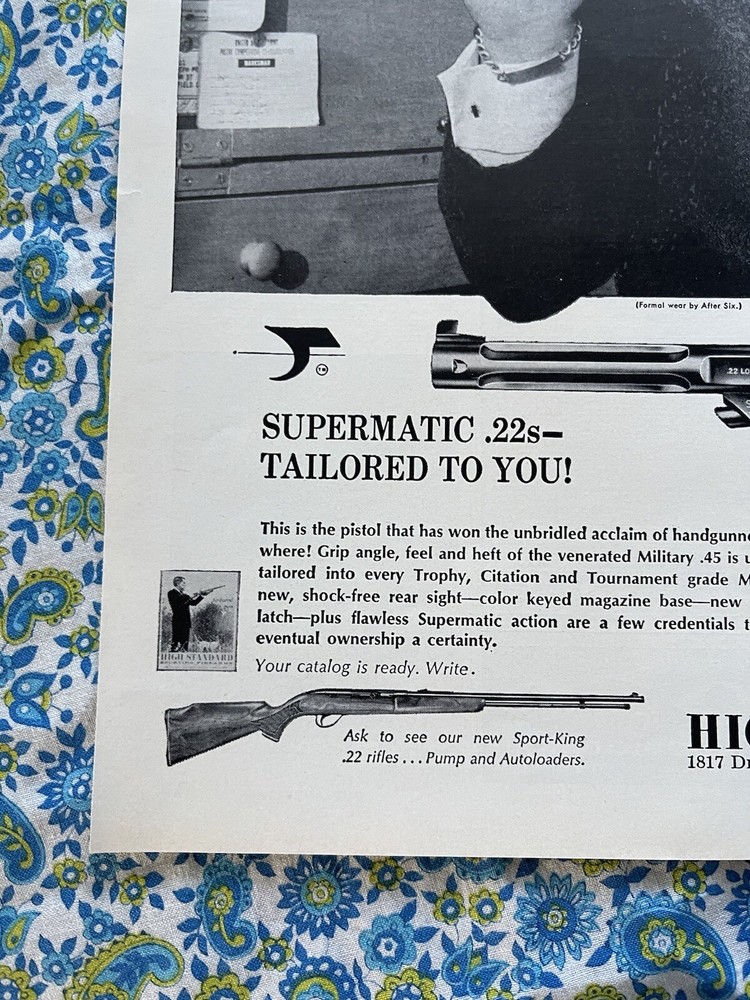 Vintage 1966 High Standard Supermatic .22 Print Ad