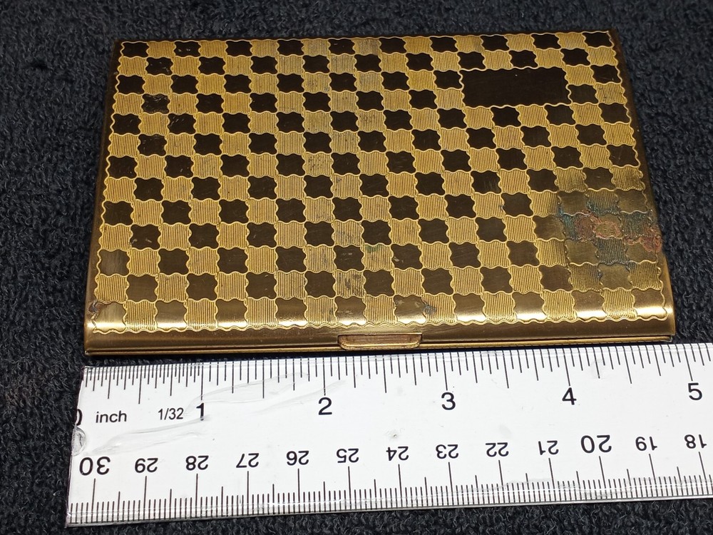 Vintage CIGARETTE CASE HINGED LID GOLD TONE