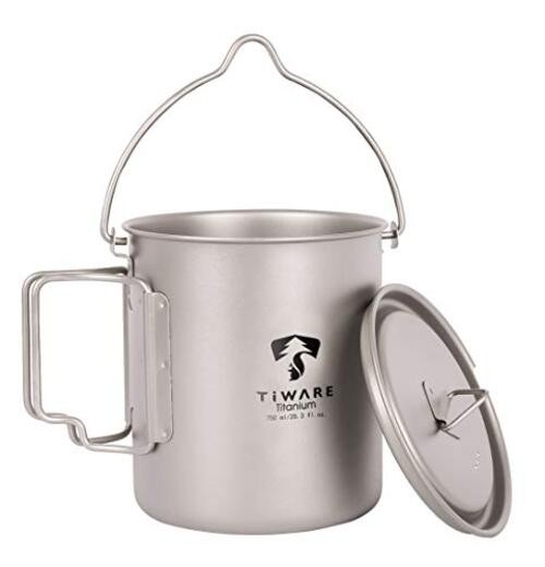 Titanium 750ml Multi Function Cup Pot Cookware Compact Cooking Set w. Folding