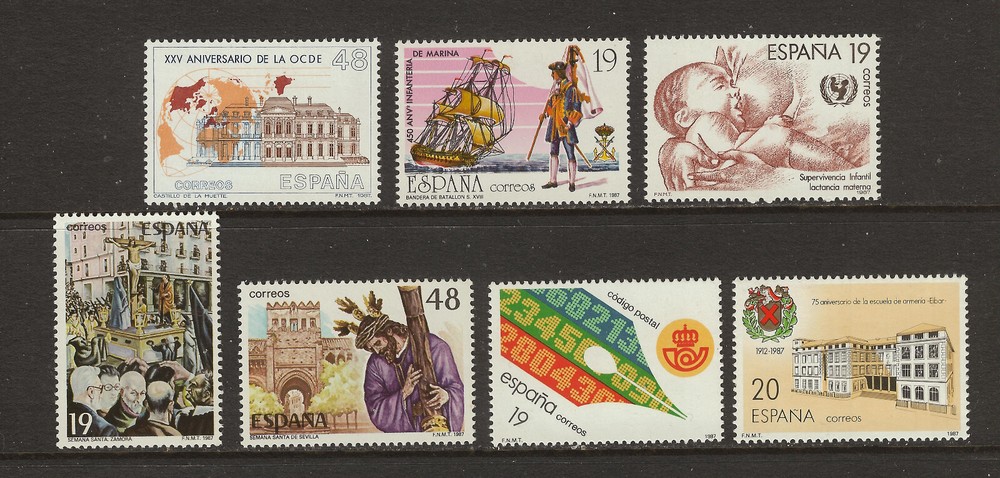 Spain 1987 Six commemorative issues **/MNH SG see below