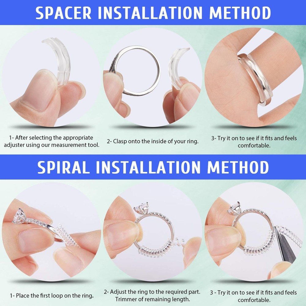 Ring Sizer Adjuster for Loose Rings,14Pack 14 Sizes Guards, Spacers & Clear