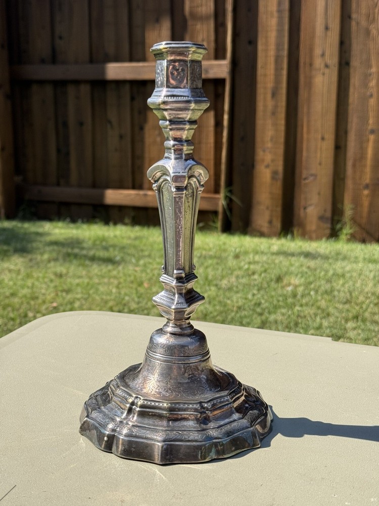 Antique Louis XIV Silvered Bronze Candlestick