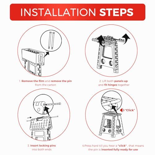 Folding Step Stool Foldable 16 Inch Stool 400 lbs CapacityPlastic Stools for ...