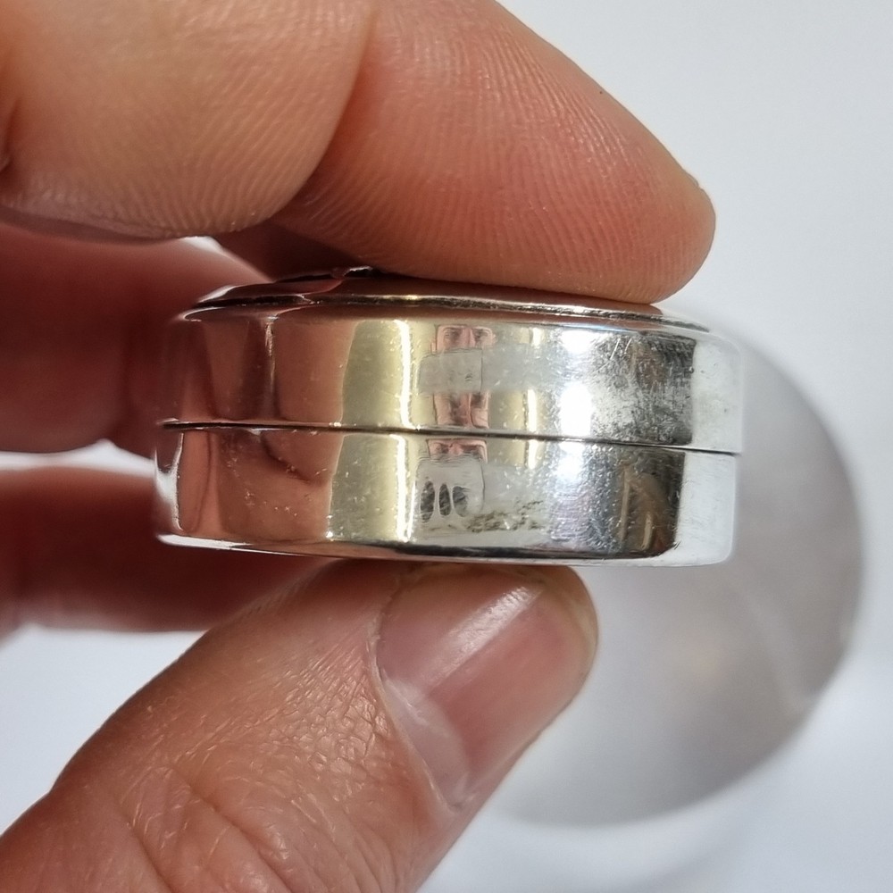 Egyptian Solid Silver Pill Trinket Box Decorated With Pharoah 3.4cm Diameter