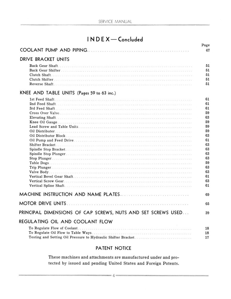Cincinnati 1-12, 1-18 Plain Automatic Milling Machine Service -Part Manual #1033