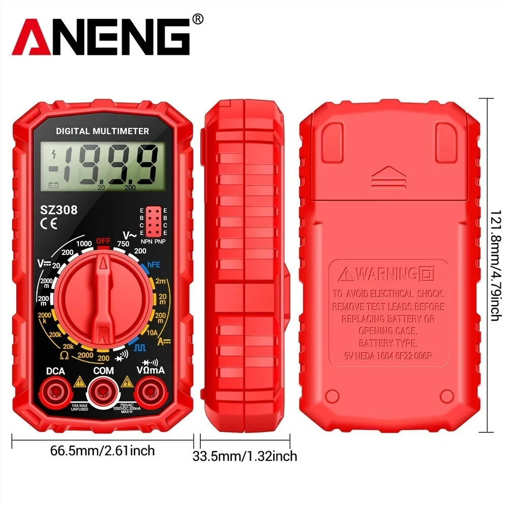 Digital Multimeter LCD Voltmeter Ammeter Ohmmeter Volt AC DC Tester Leads Meter
