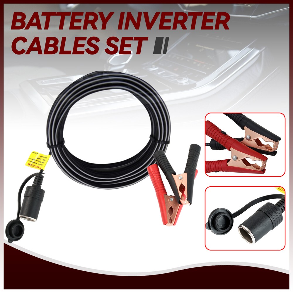 Car Cigarette Lighter Socket To Battery Alligator Clip Extension Cable 12V 10FT