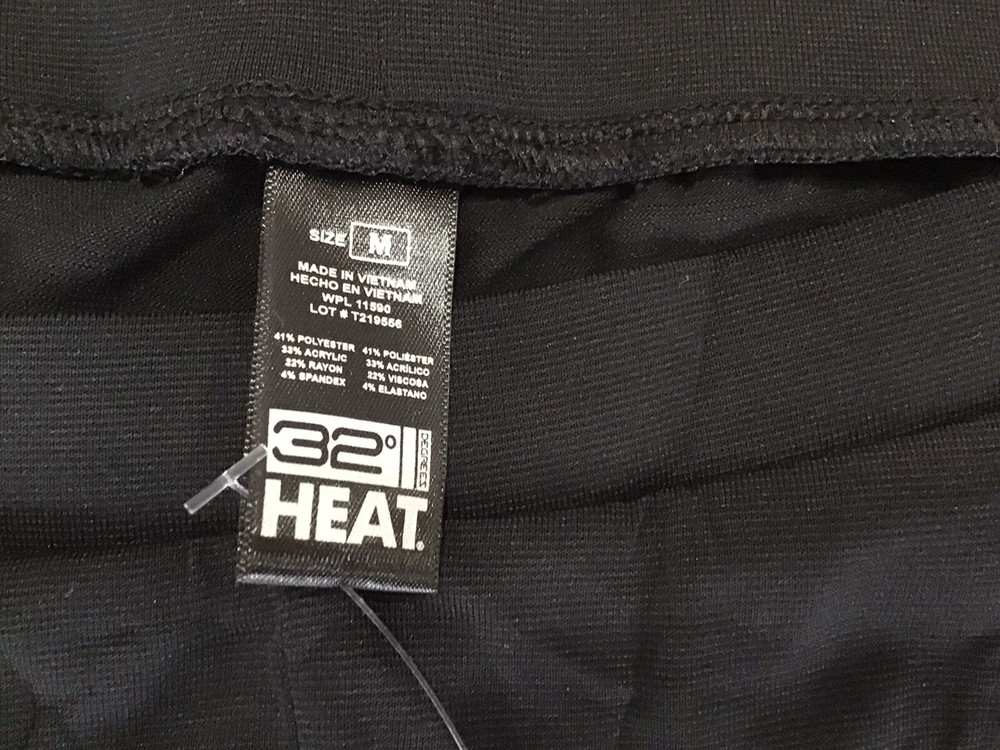 New 32° Degrees Heat Medium Black Base Layer Pants Quick Dry, Soft (C13-14)