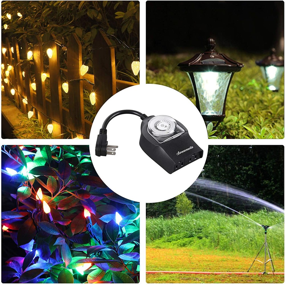 DEWENWILS Outdoor Light Timer Outlet Timer Switch for Lights Programmable