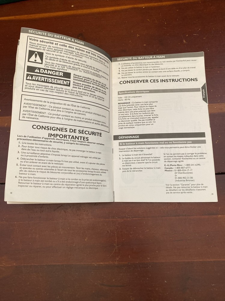 KitchenAid Hand Mixer KHM72 & KHM92 Instruction Book