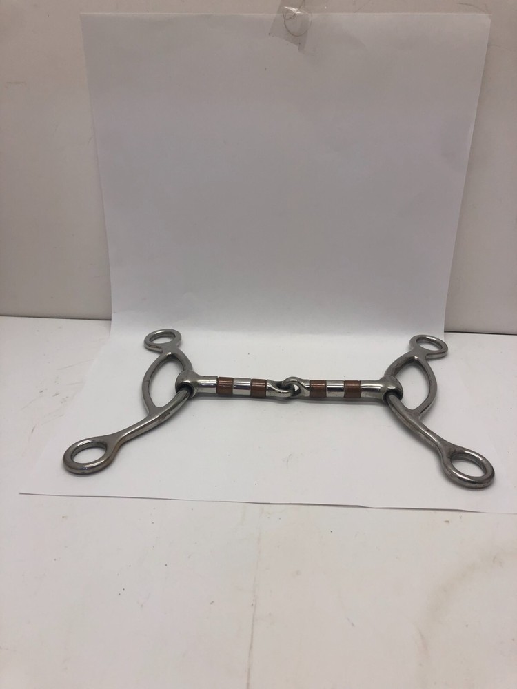 Copper Roller Training Snaffle Bit 5" mouth 7" Stainless Steel Cheeks