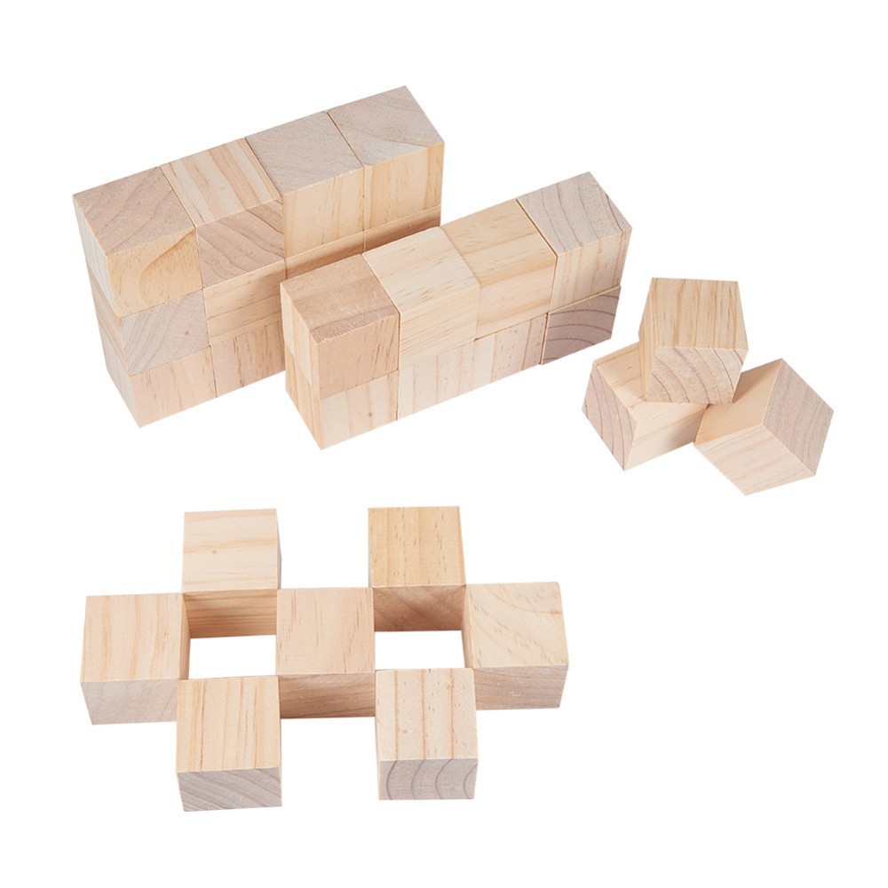 1set Solid Cube Wooden Block Building Blocks Early Educational Novelty