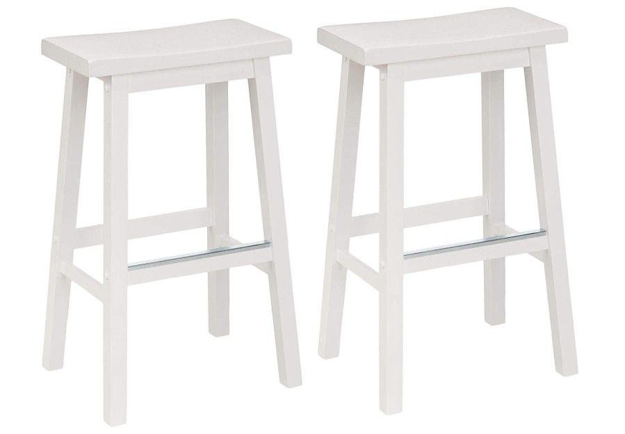Classic Solid Wood Saddle-Seat Kitchen Counter Stool with Foot