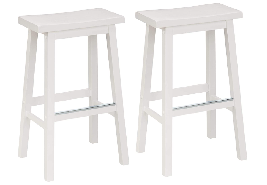 Classic Solid Wood Saddle-Seat Kitchen Counter Stool with Foot