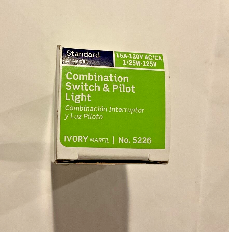 Leviton 5226-ISP Combination Switch and Pilot Light 15A-120V,