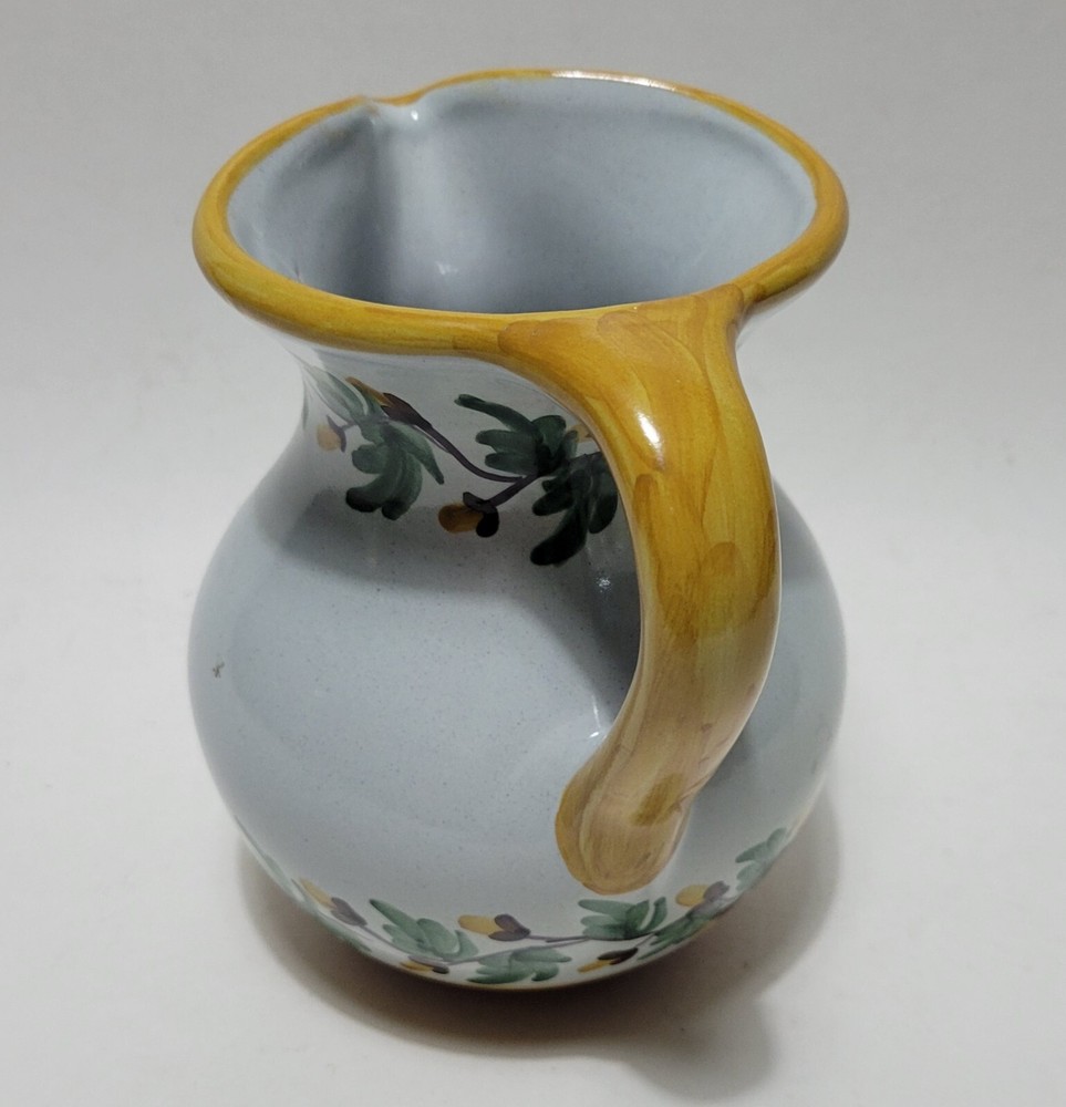 Signed Floral Hand Painted Ceramic Pitcher