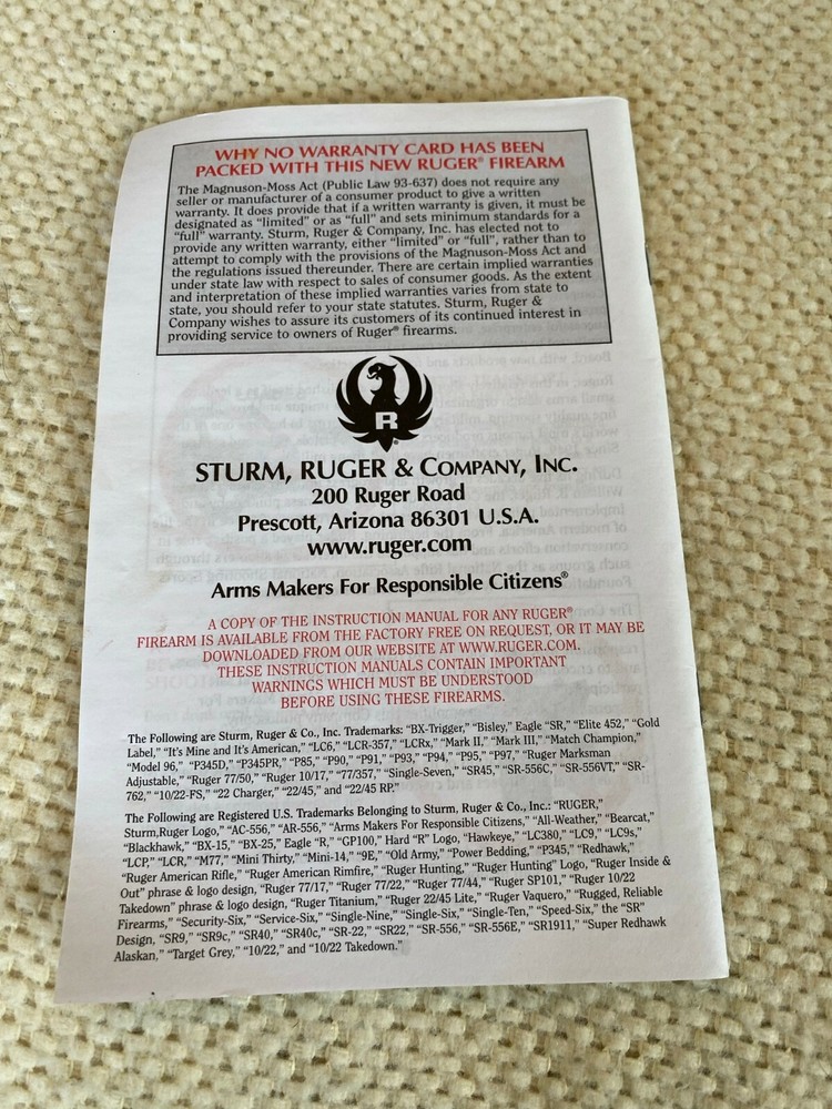 Ruger LC95 Owner's Manual