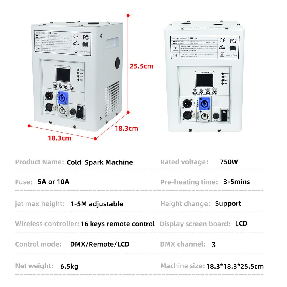 2 Packs 750W Cold Spark Machine Stage Effect Firework Machine DJ Event Wedding