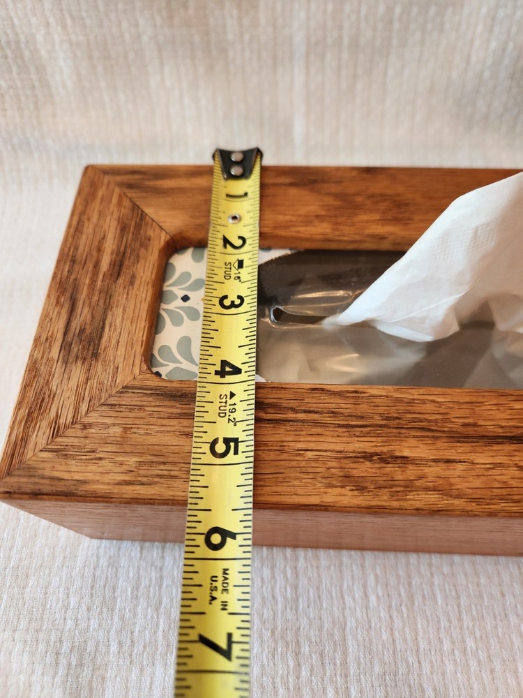 Vintage Handmade Tissue Box Cover Solid Oak Tissue Dispenser Rectangle Rustic