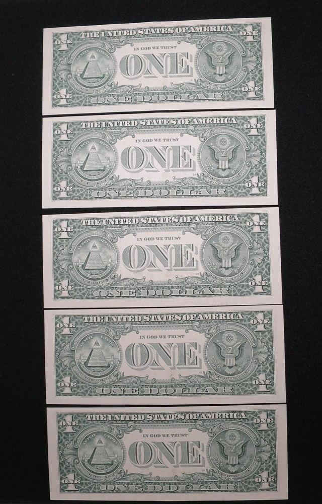 (5) 2006 Series Dollar Bill miscut Error Smaller Then Regular Bills