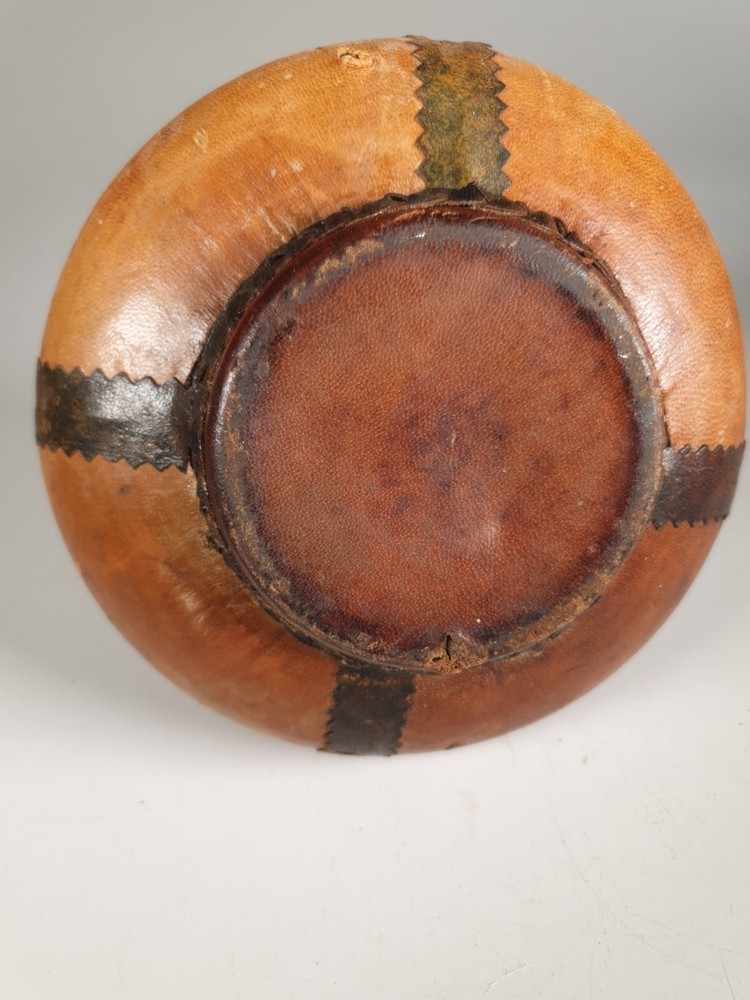 Vintage Leather Wrapped Green Bottle Decanter