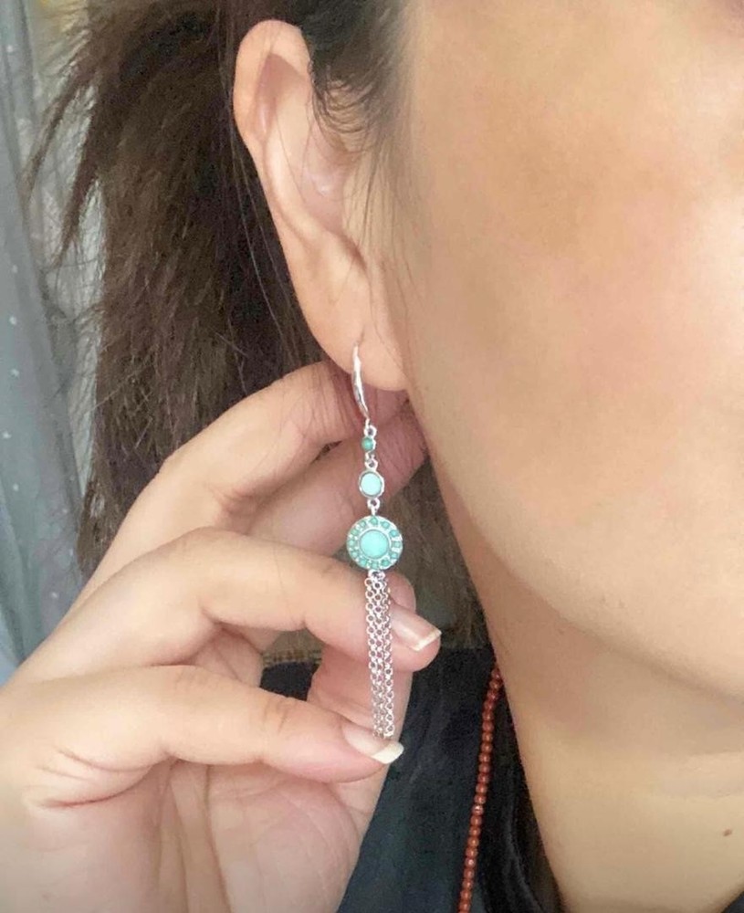 Genuine Sliver turquoise dangling earrings