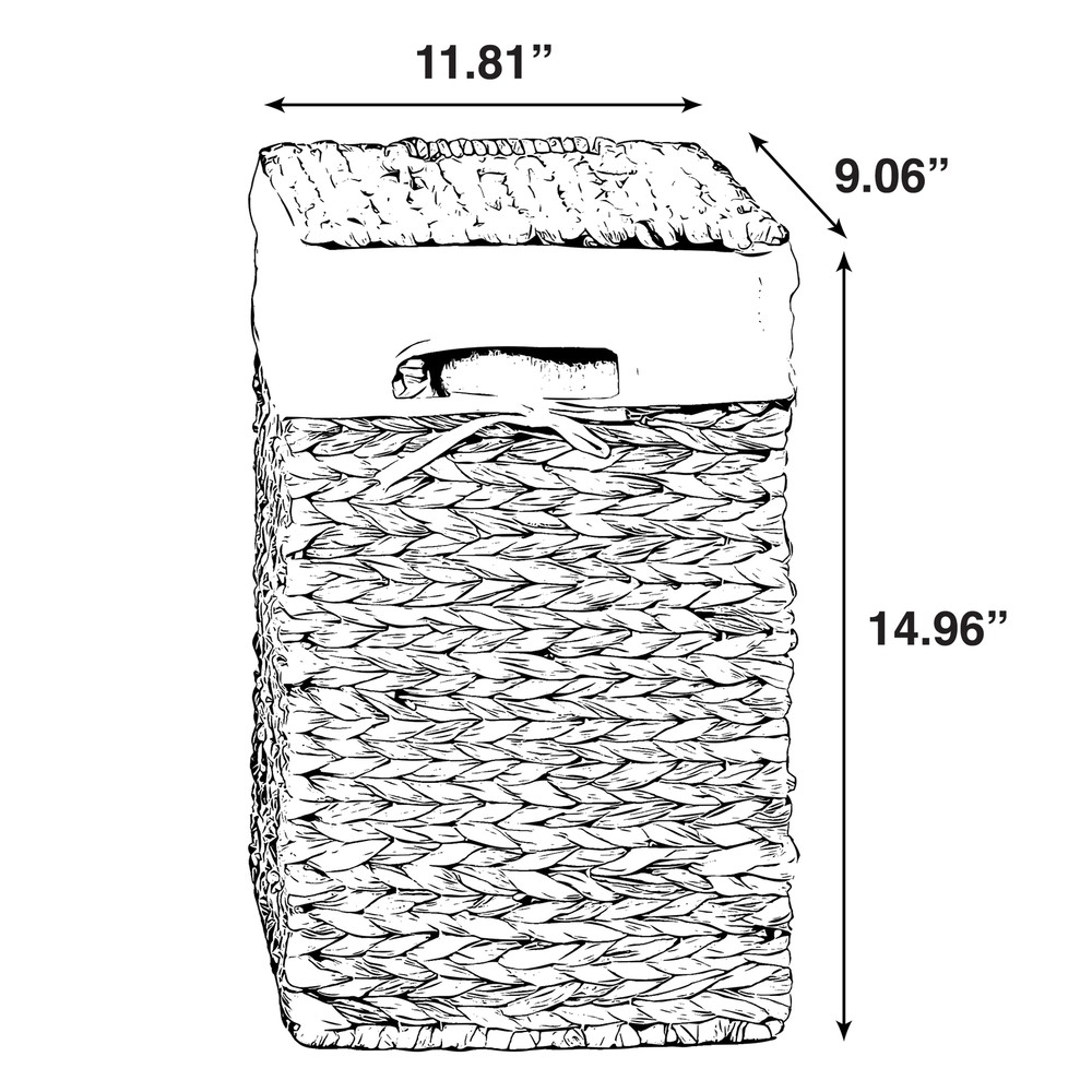 Handmade Rectangular Water Hyacinth Wicker Laundry Hamper with Lid Natural