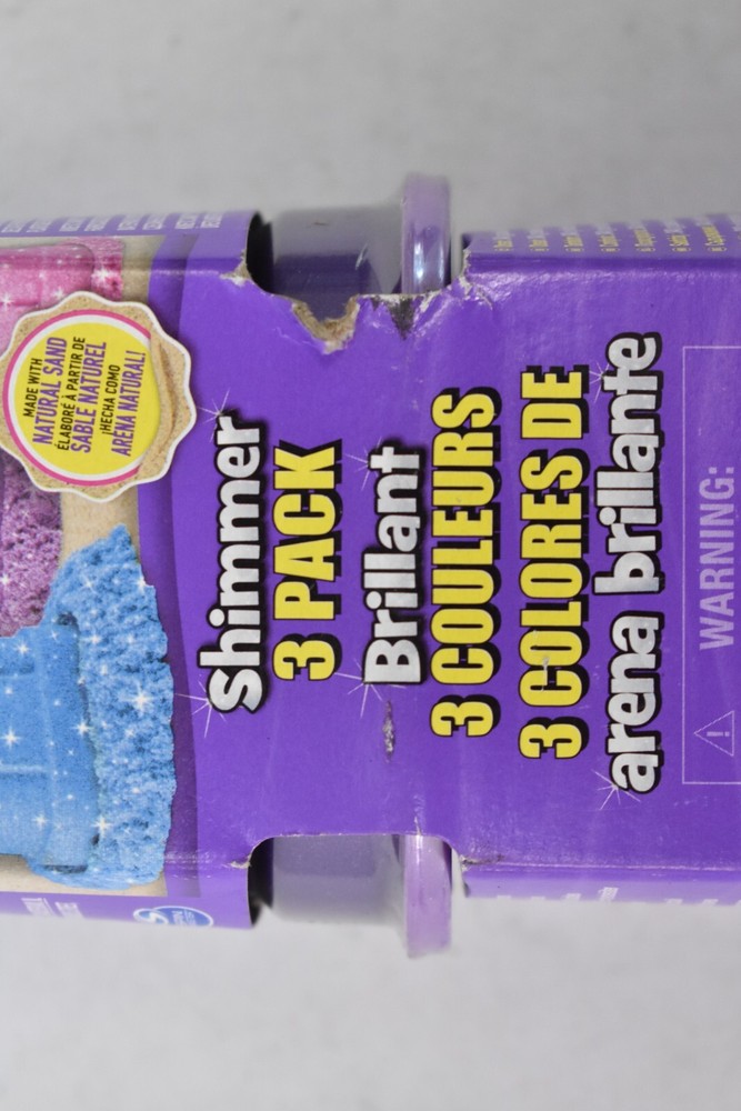 Kinetic Sand Shimmer 3 Pack 12 oz Assorted Colors Stackable Sandcastle Molds